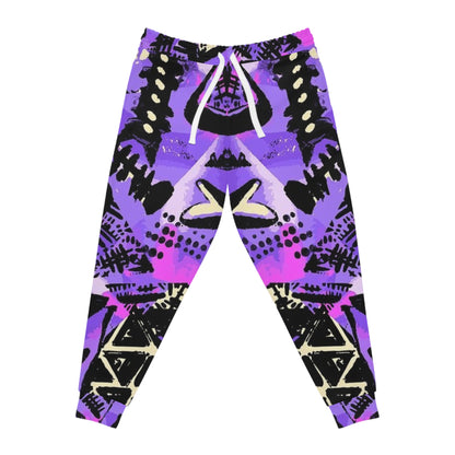 Purple Tribal Print Athletic Joggers — All-Over Print Sport Pants