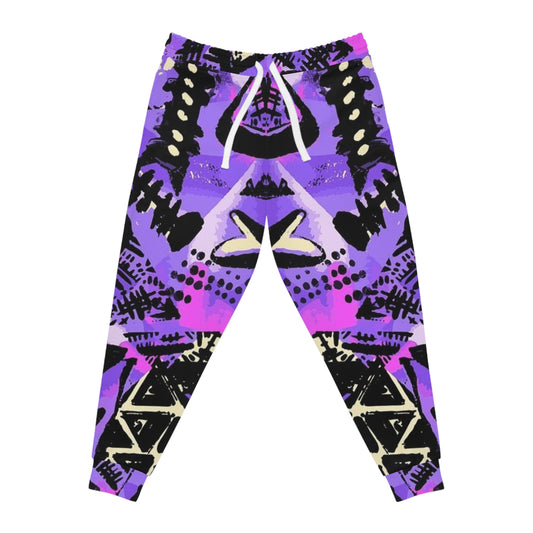 Purple Tribal Print Athletic Joggers — All-Over Print Sport Pants