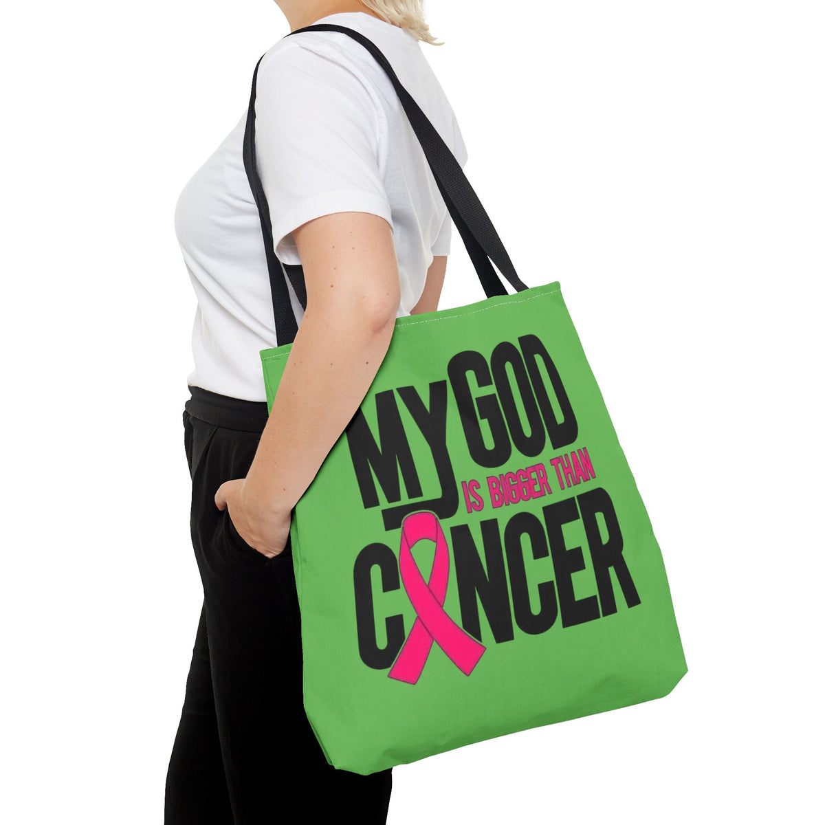 Tote Bag — "My God Is Bigger Than Cancer" Inspirational Cancer Awareness Tote