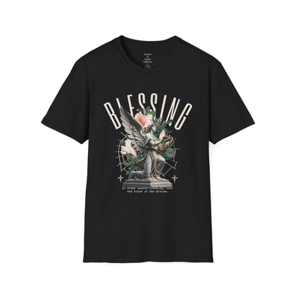 Blessing Angel Graphic T‑Shirt — Faith Inspired Floral Statue Tee