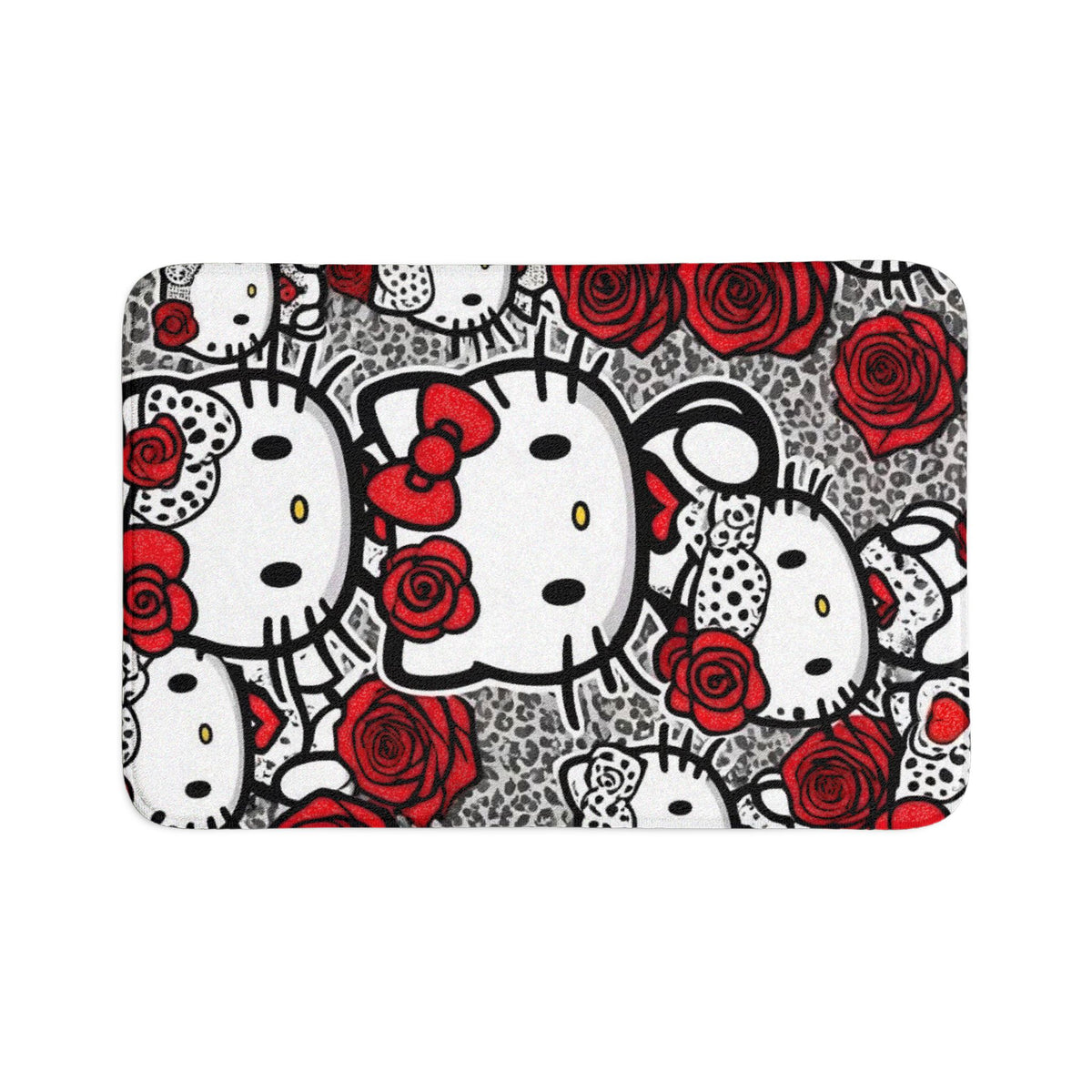 Hello Kitty Red Rose Bath Mat Set (3-Piece) — Cute Floral Bathroom Rug