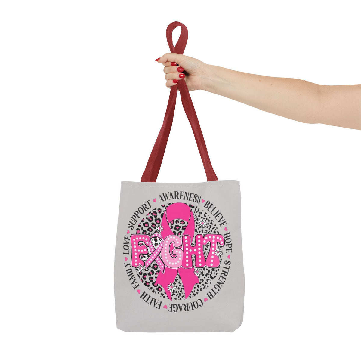 Breast Cancer Awareness "Fight" Pink Ribbon Tote Bag