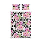 Floral Polka Dot Cotton Bed Set — Pink Petunias on Black Dots