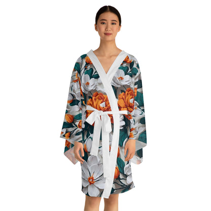 Langärmliger Kimono-Bademantel mit Blumenmuster – Elegante Loungewear für Entspannung und Stil