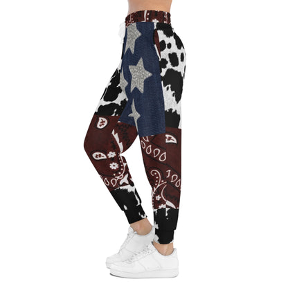 Patchwork Bandana Joggers — Cowhide, Stars & Paisley Athletic Pants