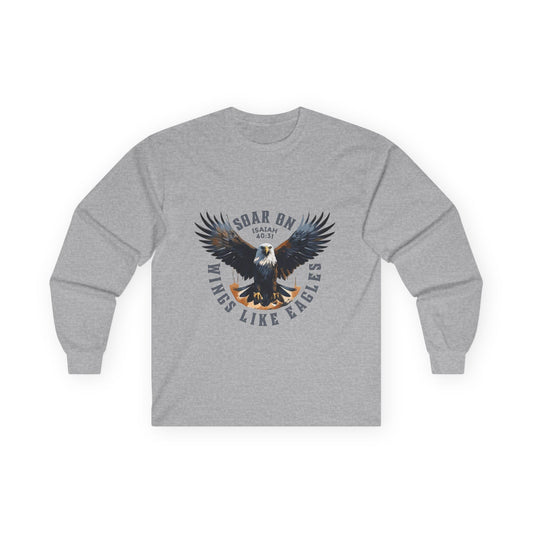 Soar on Wings like Eagles Long Sleeve Tee — Christian Graphic Tee