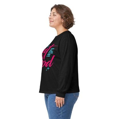 But God Long Sleeve Tee — Retro Script Faith Shirt