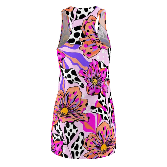 Floral Pop Racerback Dress — Pink Leopard & Bold Blossom All-Over Print