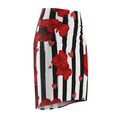 Striped Roses Women's Pencil Skirt