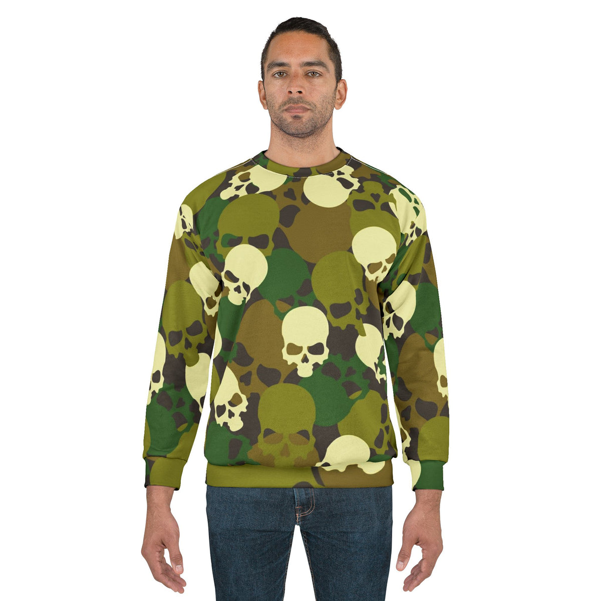 Skull Camouflage Unisex Sweatshirt, Trendy Streetwear, Goth Style, Halloween Fashion, Comfortable Casual Wear, Gift for Him and Her