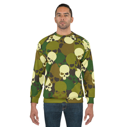 Skull Camouflage Unisex Sweatshirt, Trendy Streetwear, Goth Style, Halloween Fashion, Comfortable Casual Wear, Gift for Him and Her