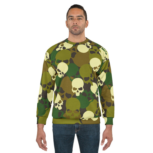 Skull Camouflage Unisex Sweatshirt, Trendy Streetwear, Goth Style, Halloween Fashion, Comfortable Casual Wear, Gift for Him and Her