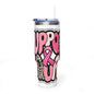 40oz Vacuum Tumbler — 'Support Squad' Pink Breast Cancer Awareness Travel Mug