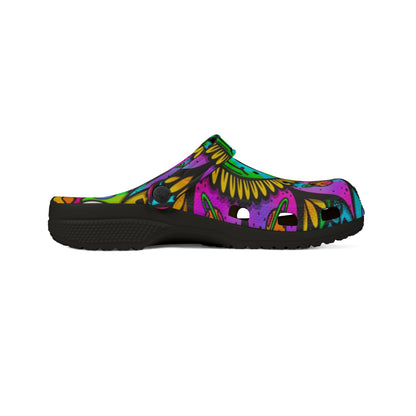Trippy Vibes Sunflower Peace Sign Eva Foam Rubber Clogs