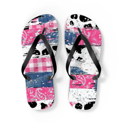 Trendy Pink Bandana Flip Flops - Stylish Summer Footwear for Beach & Casual Outings