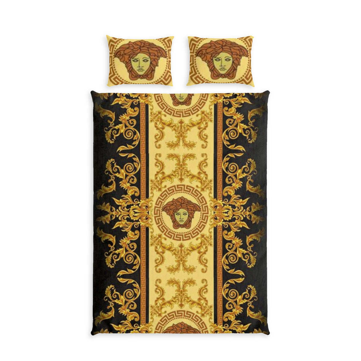 Baroque Medusa Cotton Bed Set – Luxury Greek Key Duvet Cover & Pillowcases