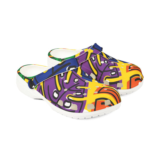 Vibrant Pop Art Deco Tropical Leaves Color block Clog Shoes