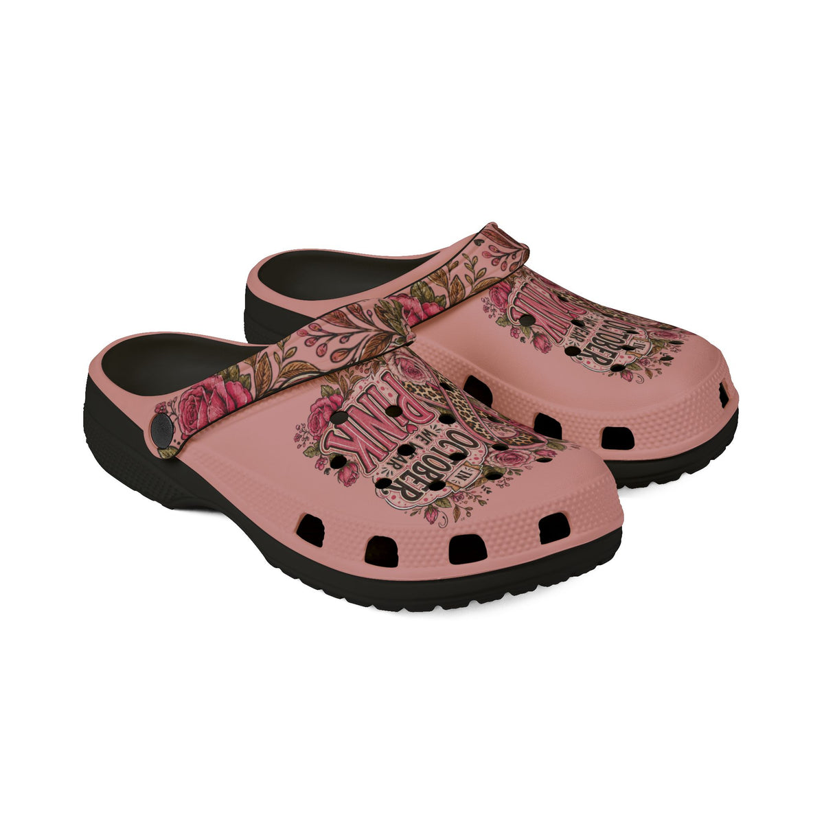 Pink Breast Cancer Awareness Clogs - "In October We Wear Pink" EVA Foam Shoes