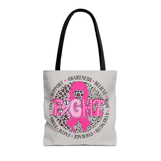 Breast Cancer Awareness "Fight" Pink Ribbon Tote Bag