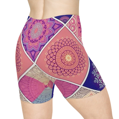 Boho Chic Women's Biker Shorts - Vibrant Mandala Design for Active Lifestyle