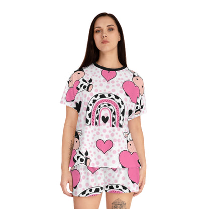Cows and Hearts Rainbow Design Women’s Sleepwear Set