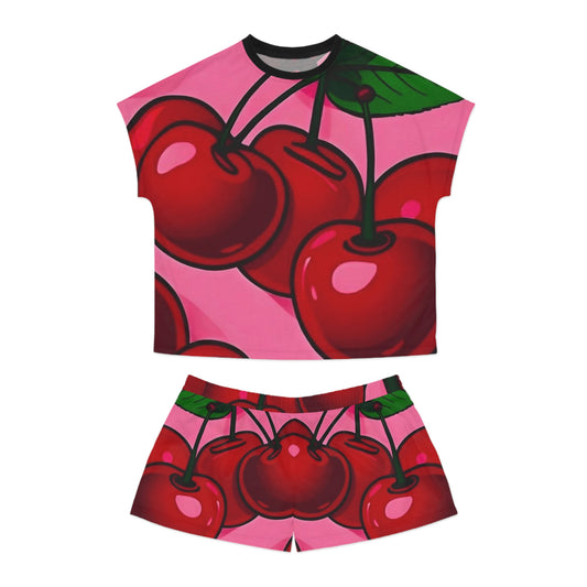 Cherry Print Women's Short Pajama Set - Cute & Comfy Sleepwear