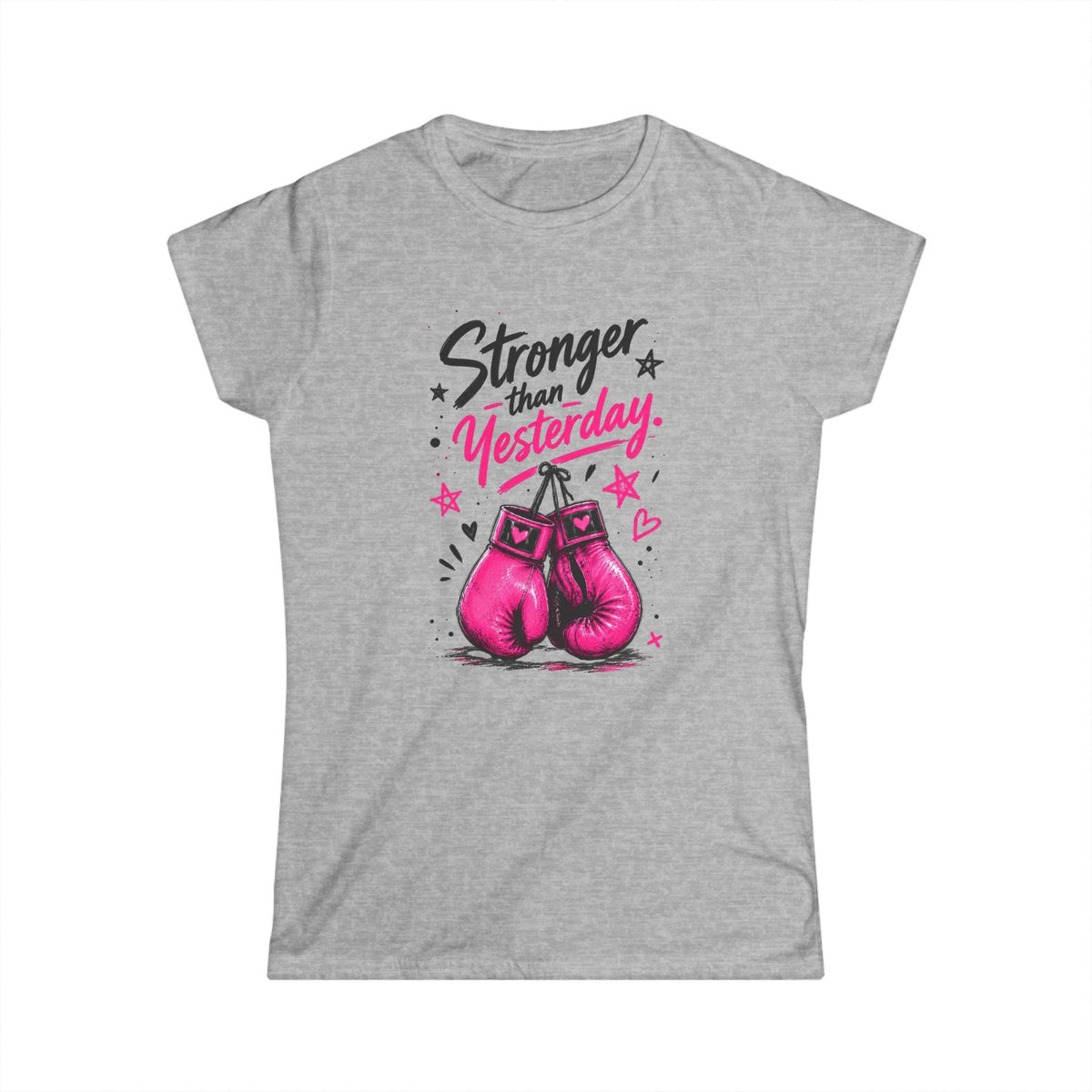 Women's Tee — "Stronger Than Yesterday" Breast Cancer Awareness Pink Tee