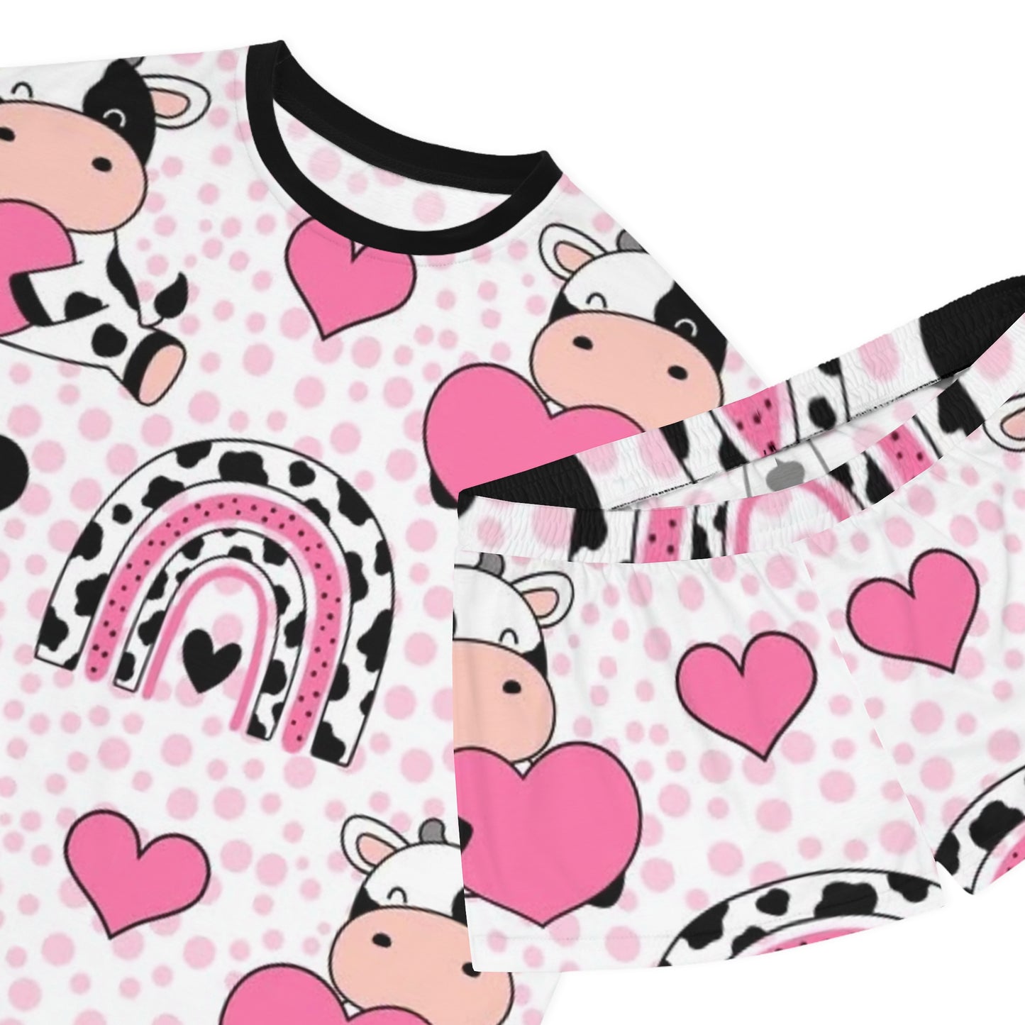 Cows and Hearts Rainbow Design Women’s Sleepwear Set