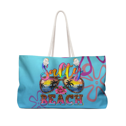 Salty Beach Weekender Bag - Colorful Tropical Travel Tote for Summer Adventures