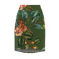 Hunter Green Floral Women's Pencil Skirt