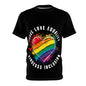 Unisex Peace Love Equality Tee - Rainbow Heart Design for Kindness and Inclusion