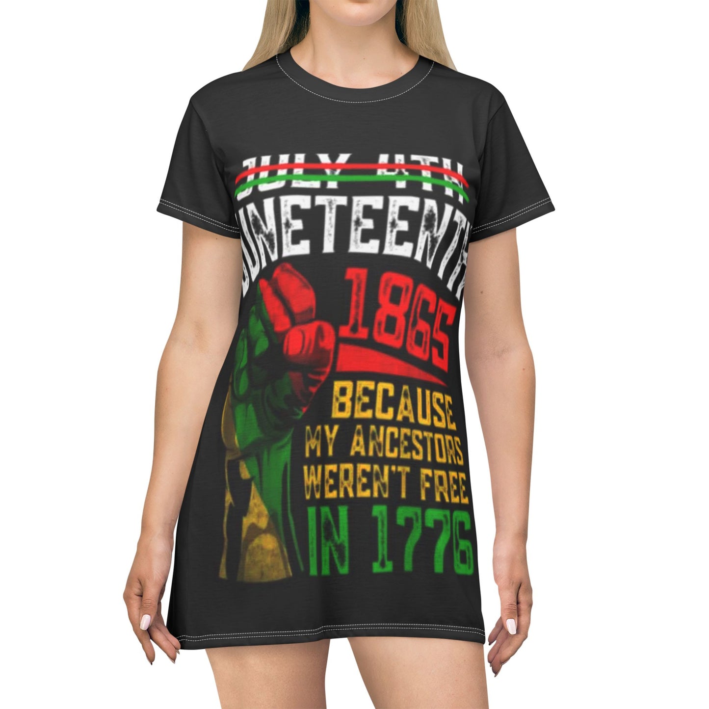 Juneteenth Celebration T-Shirt Dress, Black History Apparel, African American Pride Dress, Unique Gifts for Her, July 4th Alternative