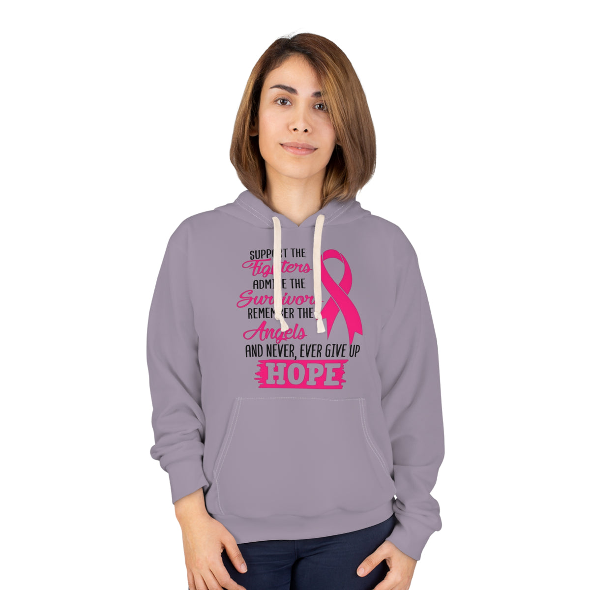 Breast Cancer Awareness Hoodie — "Support the Fighters" Pink Ribbon Pullover