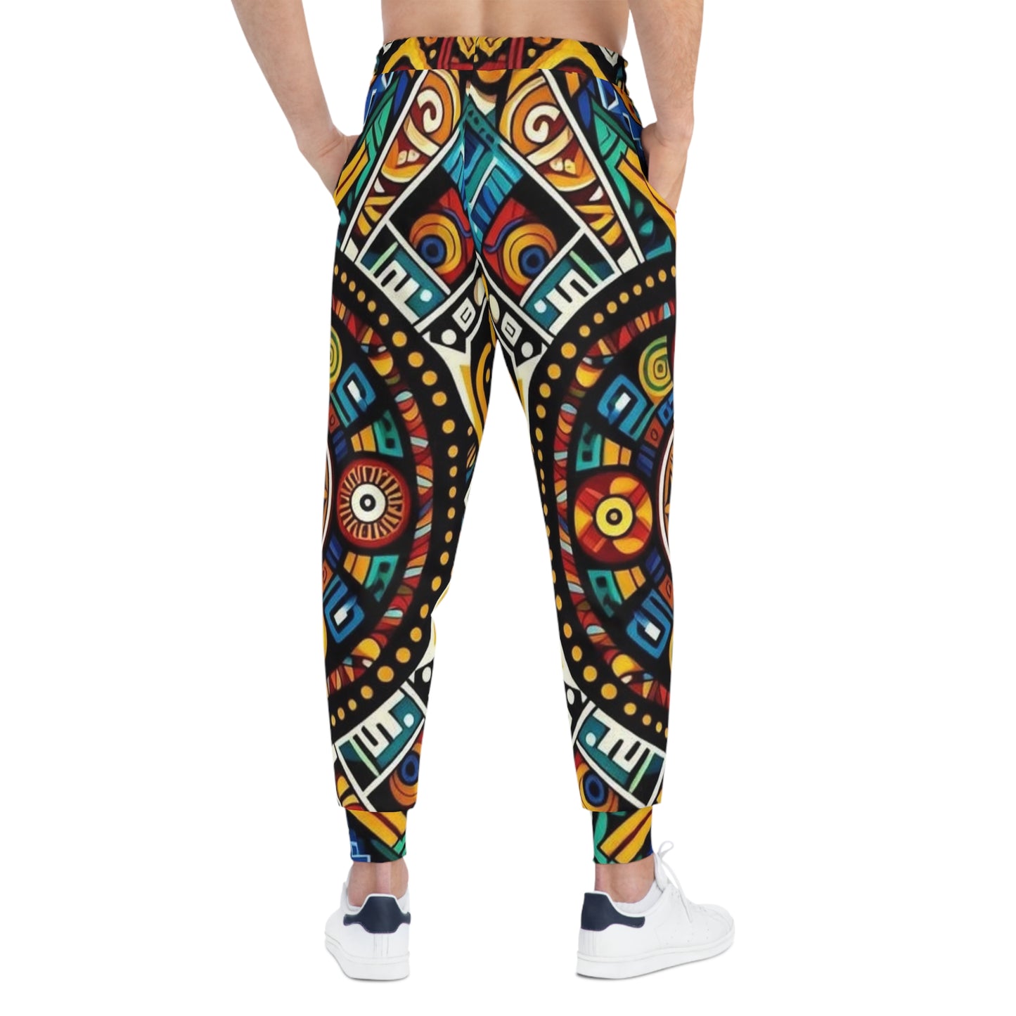Tribal Orbit Athletic Joggers – Colorful Geometric All-Over Print