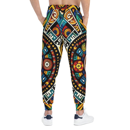 Tribal Orbit Athletic Joggers – Colorful Geometric All-Over Print