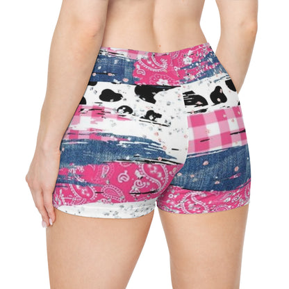 Boho Chic Paisley Cow Print Women's Shorts - Colorful Bandana Print for Summer Vibes