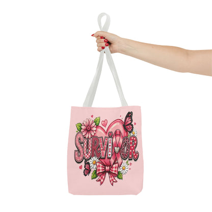 Survivor Pink Ribbon Tote Bag – Breast Cancer Awareness Floral Tote