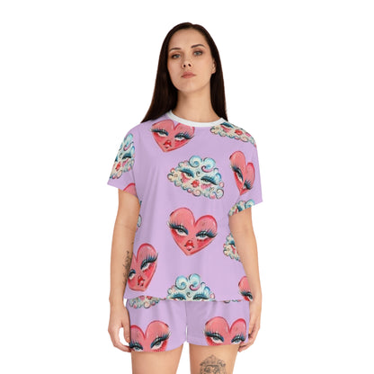 Fancy Hearts and Clouds Design Women’s Sleepwear Set
