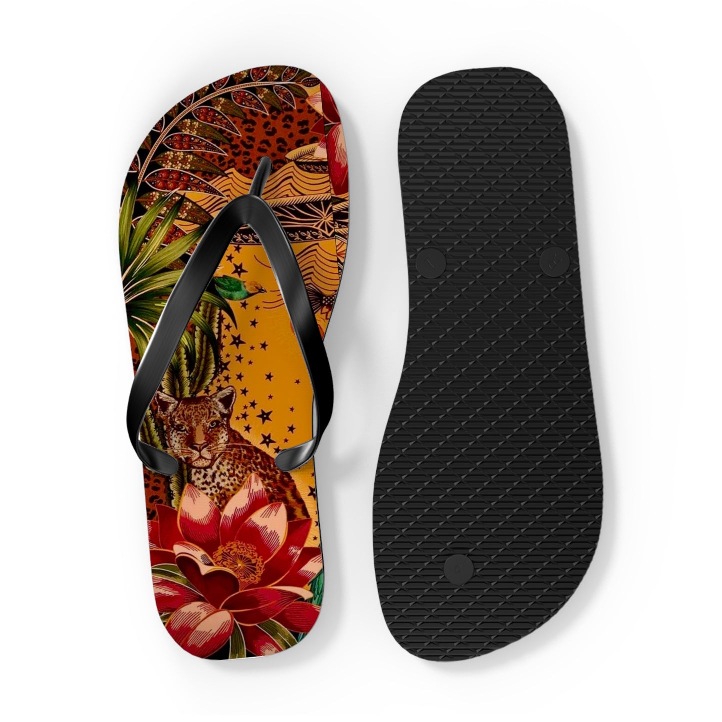 Tropical Leopard Flip Flops - Colorful Summer Footwear