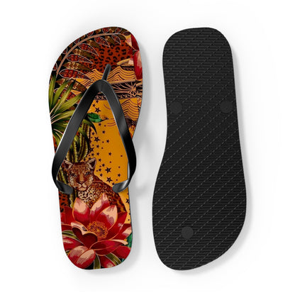Tropical Leopard Flip Flops - Colorful Summer Footwear
