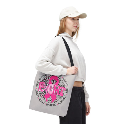 Breast Cancer Awareness "Fight" Pink Ribbon Tote Bag