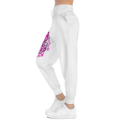 Pink Graffiti Bear Athletic Joggers — "Smile Through The Pain" Streetwear Sweatpants