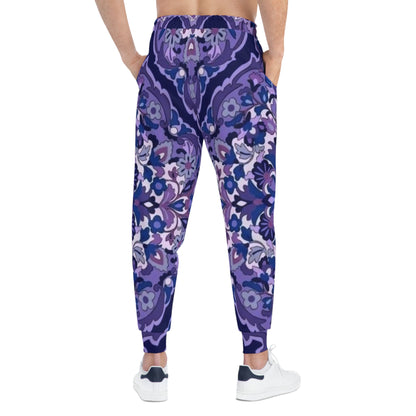 Purple Paisley Athletic Joggers — All-Over Print Casual Sweatpants