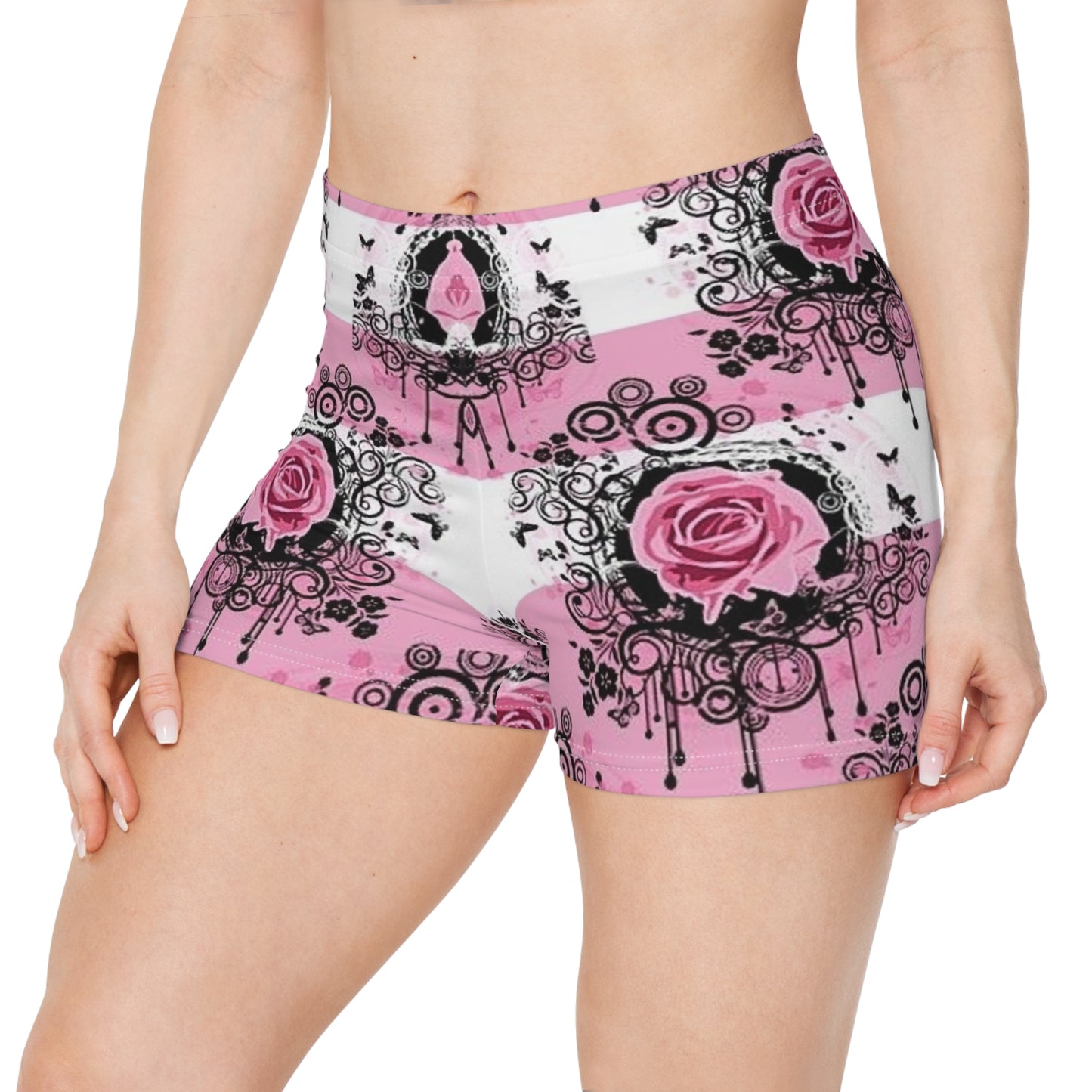 Lace Floral Striped Women's Shorts