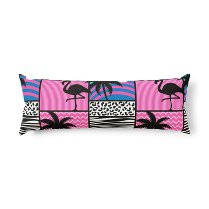 Retro Palm Safari Body Pillow — 80s Neon Zebra & Leopard Print