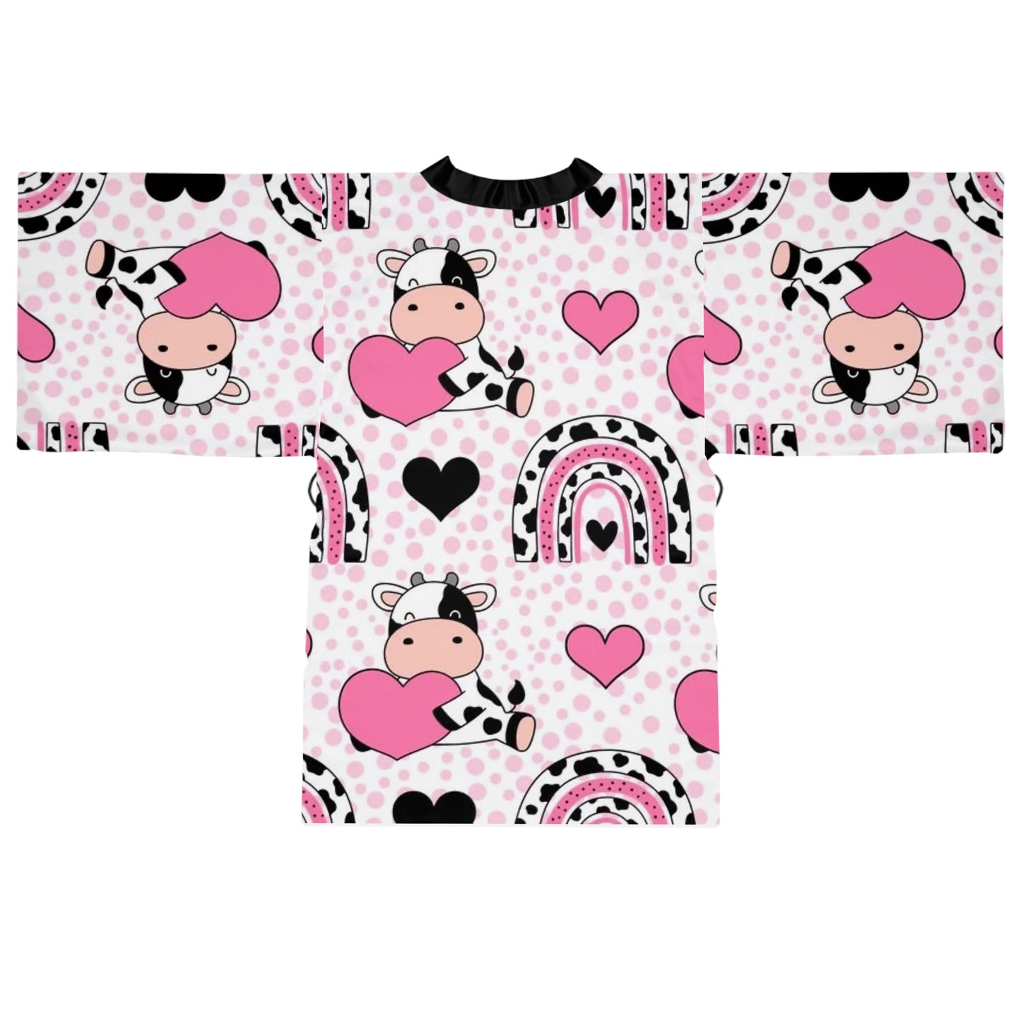 Cute Cow Print Long Sleeve Kimono Robe for Cozy Comfort