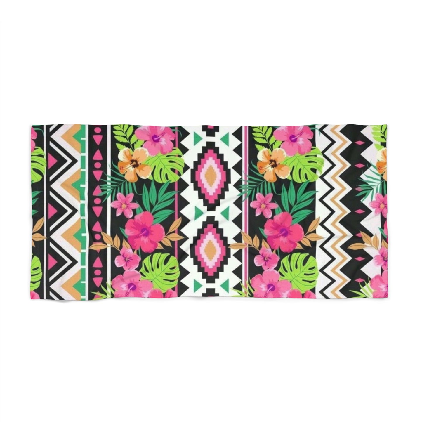 Tropical Floral Hawaiian Themed Beach Towel | Vibrant Summer Essential