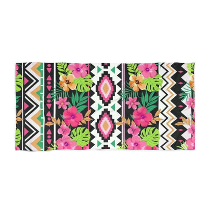 Tropical Floral Hawaiian Themed Beach Towel | Vibrant Summer Essential