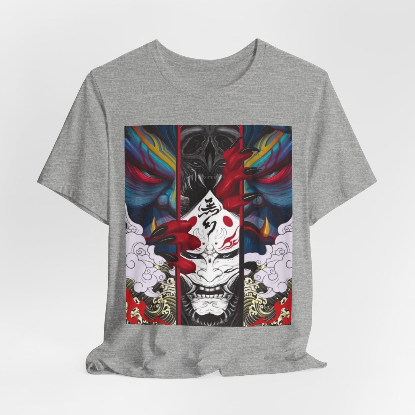 Demon Mask Graphic Tee — Japanese Oni Art T-Shirt