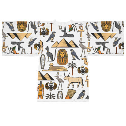 Egyptian-Inspired Long Sleeve Kimono Robe - Unique Bohemian Lightweight Robe for Relaxation and Home Spa
